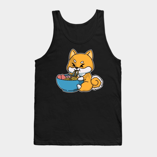 Anime Kawaii Ramen Eating Fox Japanese Noodles Tank Top by Mesyo